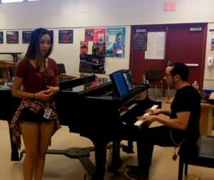 Pictured is, junior Angelica Flameno auditioning for the event.